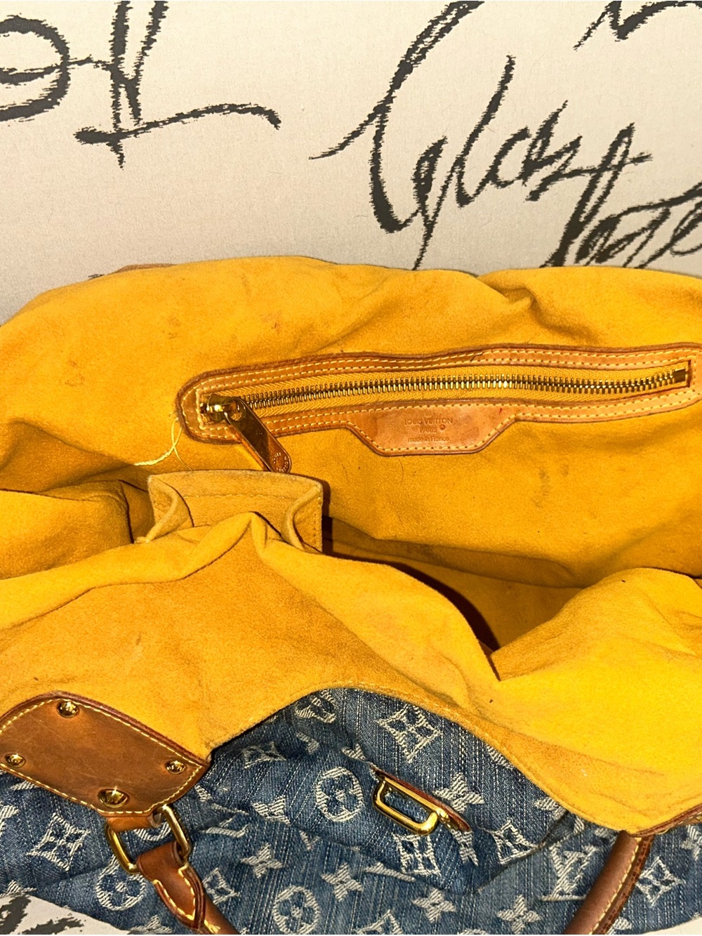 Louis Vuitton Blue Denim Monogram Hobo with Tan Leather Trim - Picture 6 of 6